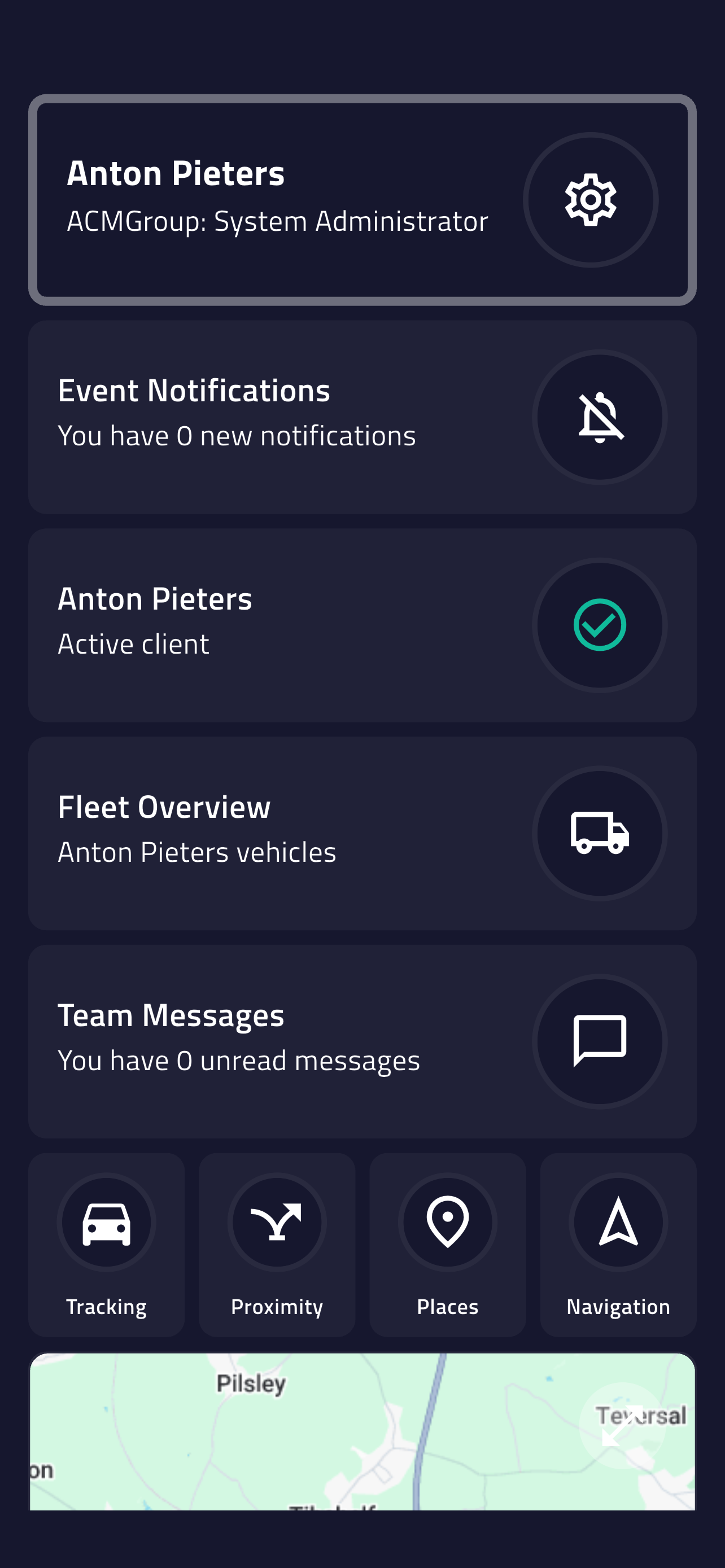 Home dashboard