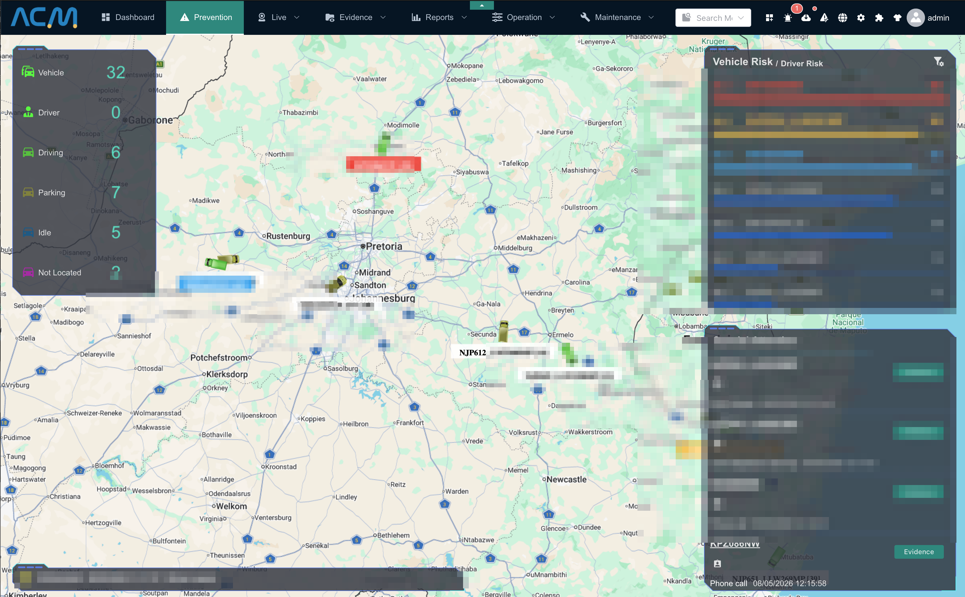 ACM Destiny prevention map — vehicle risk ranking and special-attention queue
